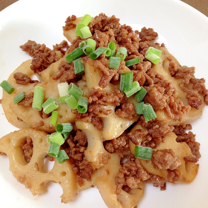 甘辛タレで☆挽き肉とレンコンの甘辛炒め